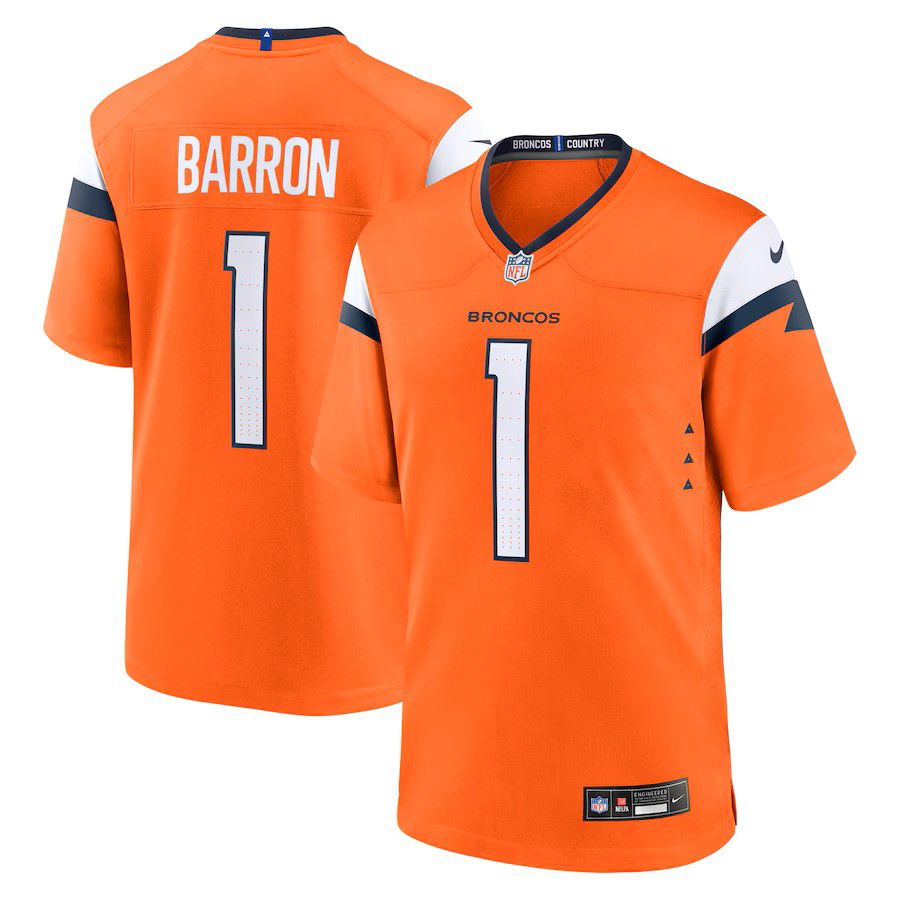 Men Denver Broncos #1 Jahdae Barron Nike Orange 2025 NFL Draft First Round Pick Game Jersey->denver broncos->NFL Jersey